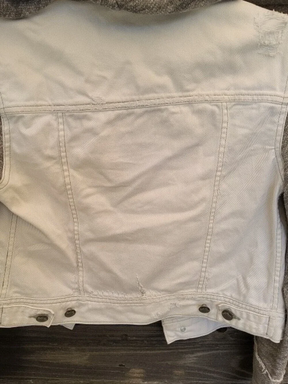 Free People White Hooded Jean Jacket Size XS